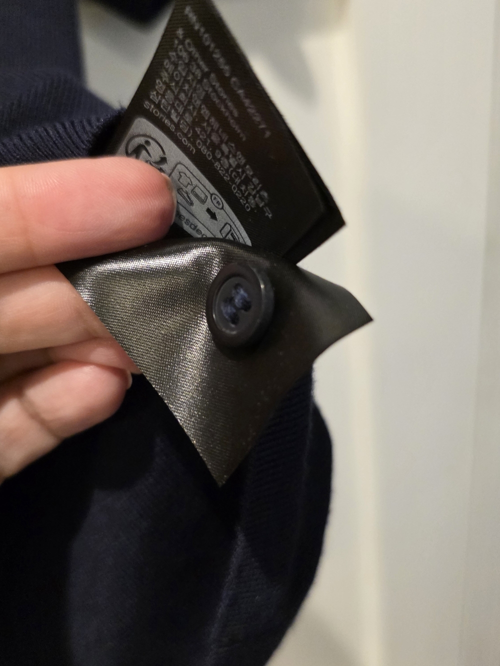 & OTHER STORIES Fitted Uniform Detail Polo Sweater Women's L Navy Paris Atelier - Picture 12 of 15